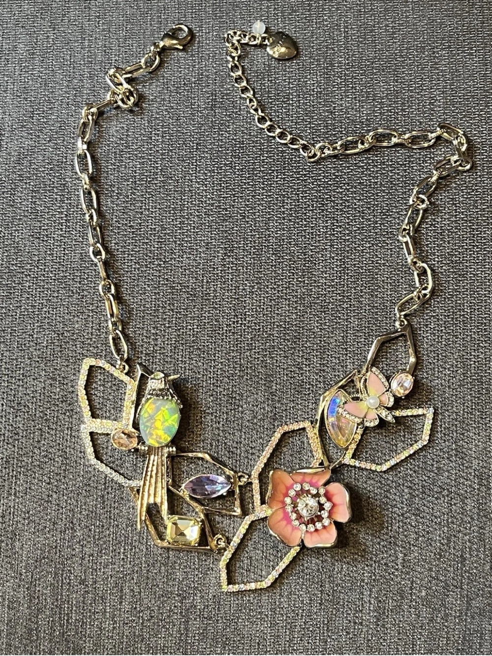 BETSEY JOHNSON Flutterbye Crystal Web Statement Necklace butterfly bird